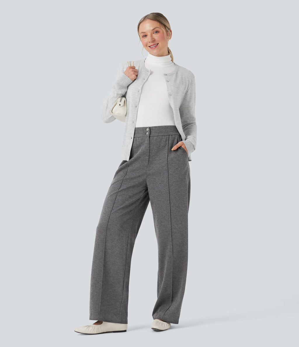 Pantalon tailleur droit taille haute avec poches