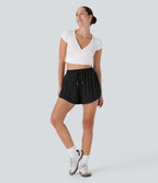 Short décontracté 2-en-1 taille haute avec cordon de serrage et poche latérale