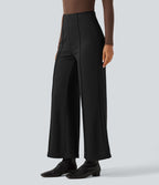 Pantalon large esprit bureau Halara Flex™ taille haute avec plis nervurés
