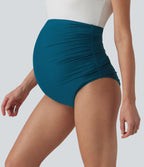 Culotte de bikini de grossesse taille ultra haute avec fronces