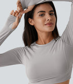 Top Sport Yoga Uni à Trou pour le Pouce Coupe Courte
