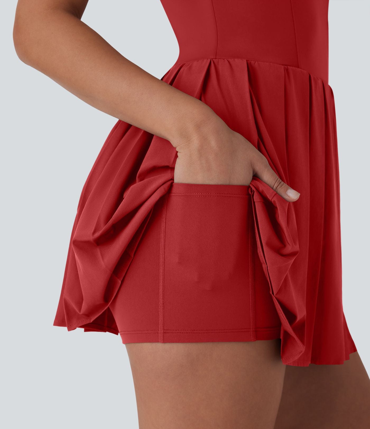 Breezeful™ Robe bain de soleil plissée à boucle ajustable 2-en-1 avec poche latérale séchage rapide micro-courte décontractée