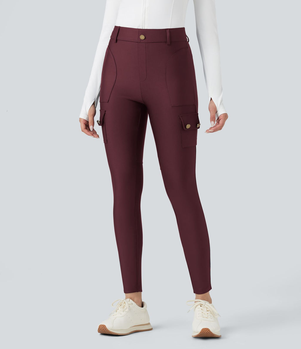 Legging 7/8 brillant taille haute avec poches
