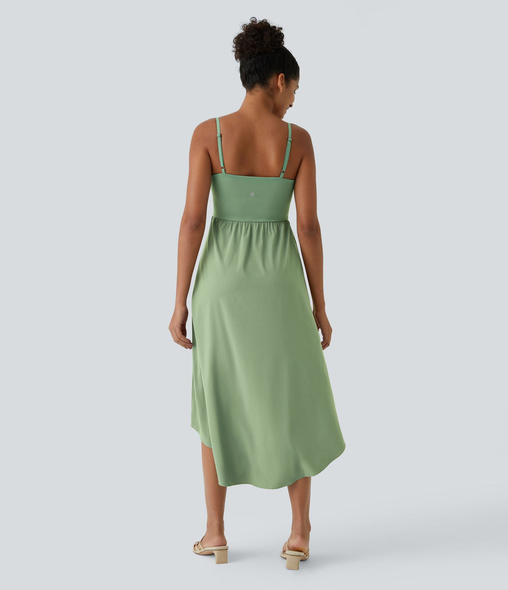 Breezeful™ Robe Casual 2 Pièces Dos Nu Haut Bas Poche Latérale Fluide Séchage Rapide