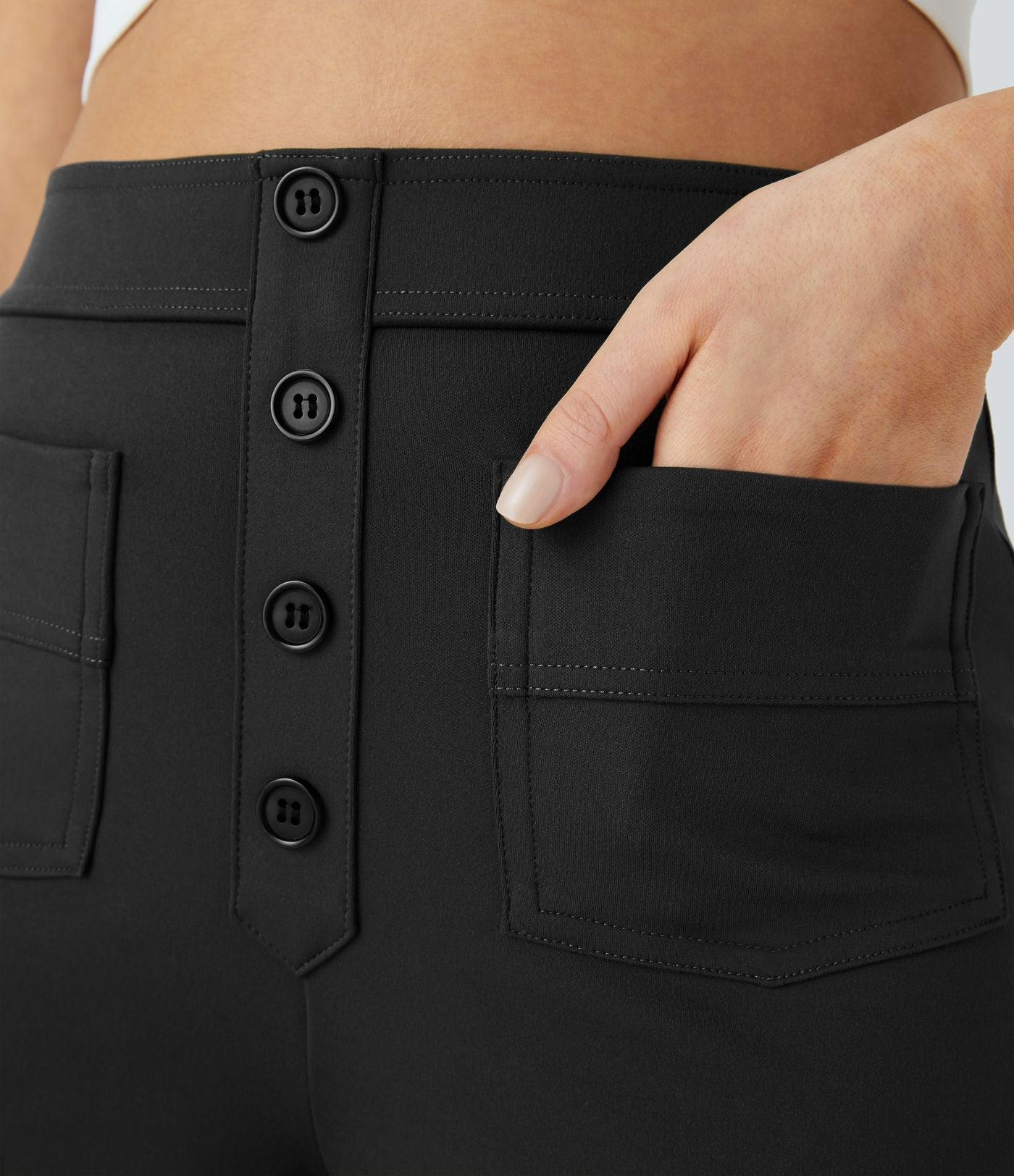 Pantalon taille haute coupe droite DayStretch avec poches