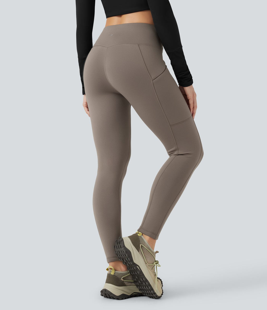 Legging de randonnée 7/8 en molleton taille haute avec cordon et poche