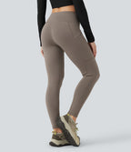 Legging de randonnée 7/8 en molleton taille haute avec cordon et poche