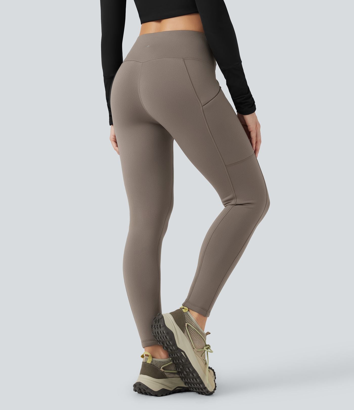 Legging de randonnée 7/8 en molleton taille haute avec cordon et poche