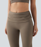 Pantalon de danse à coupe bootcut gainant taille mi-haute repliable avec fronces et poches Halara UltraSculpt™