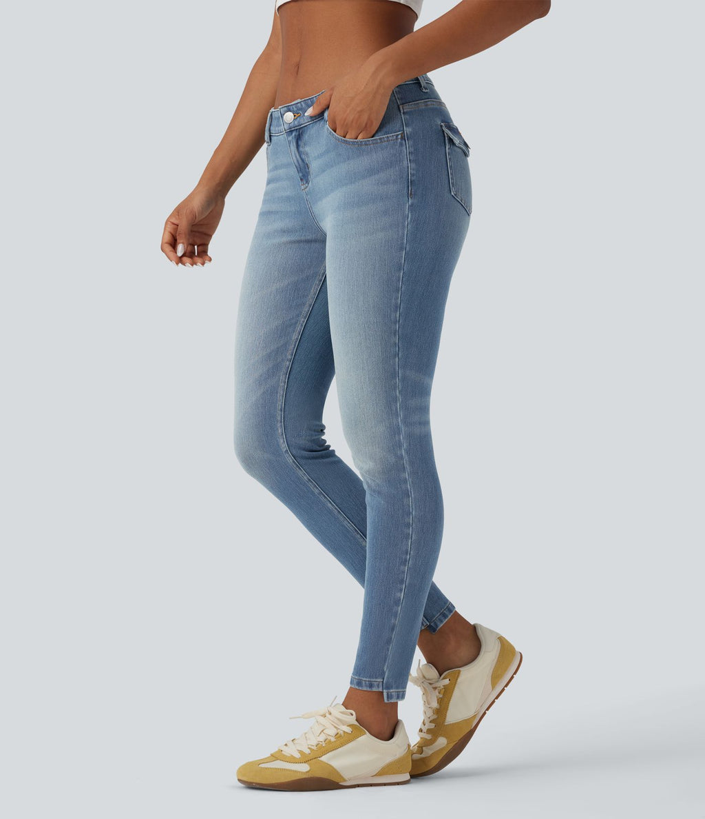 Jean skinny 7/8 décontracté taille basse Halara Flex™ avec poches