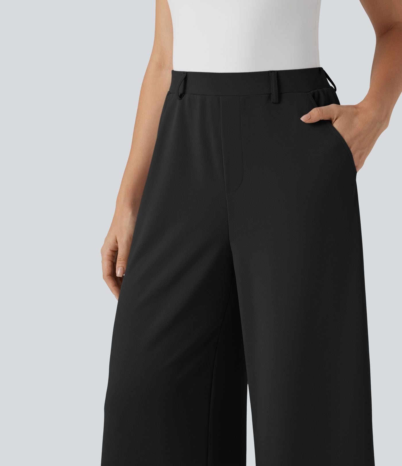 Pantalon tailleur Halara Flex™ palazzo crêpe jambe large taille haute avec poches