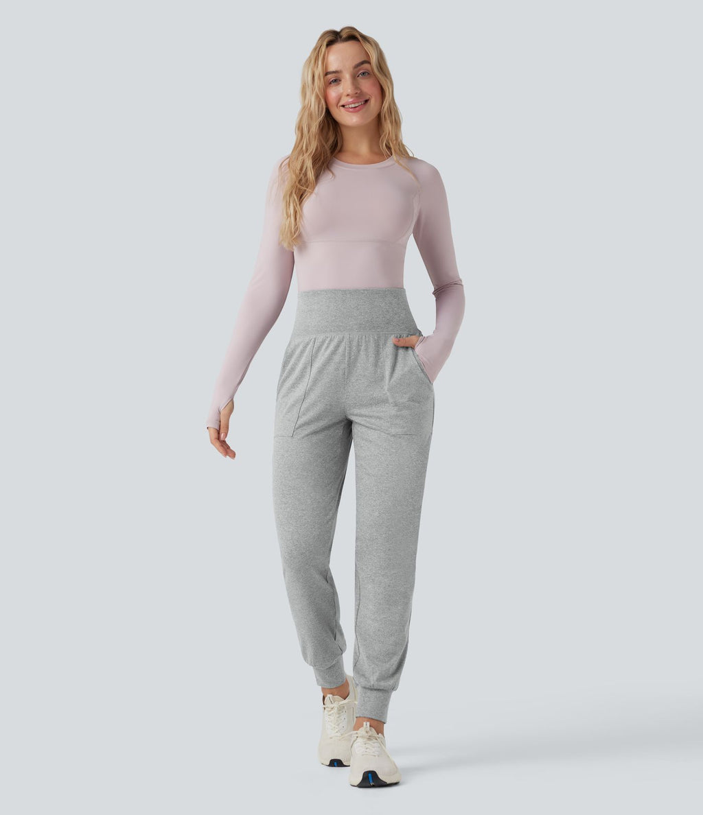 Jogging yoga fuselé taille haute avec poches