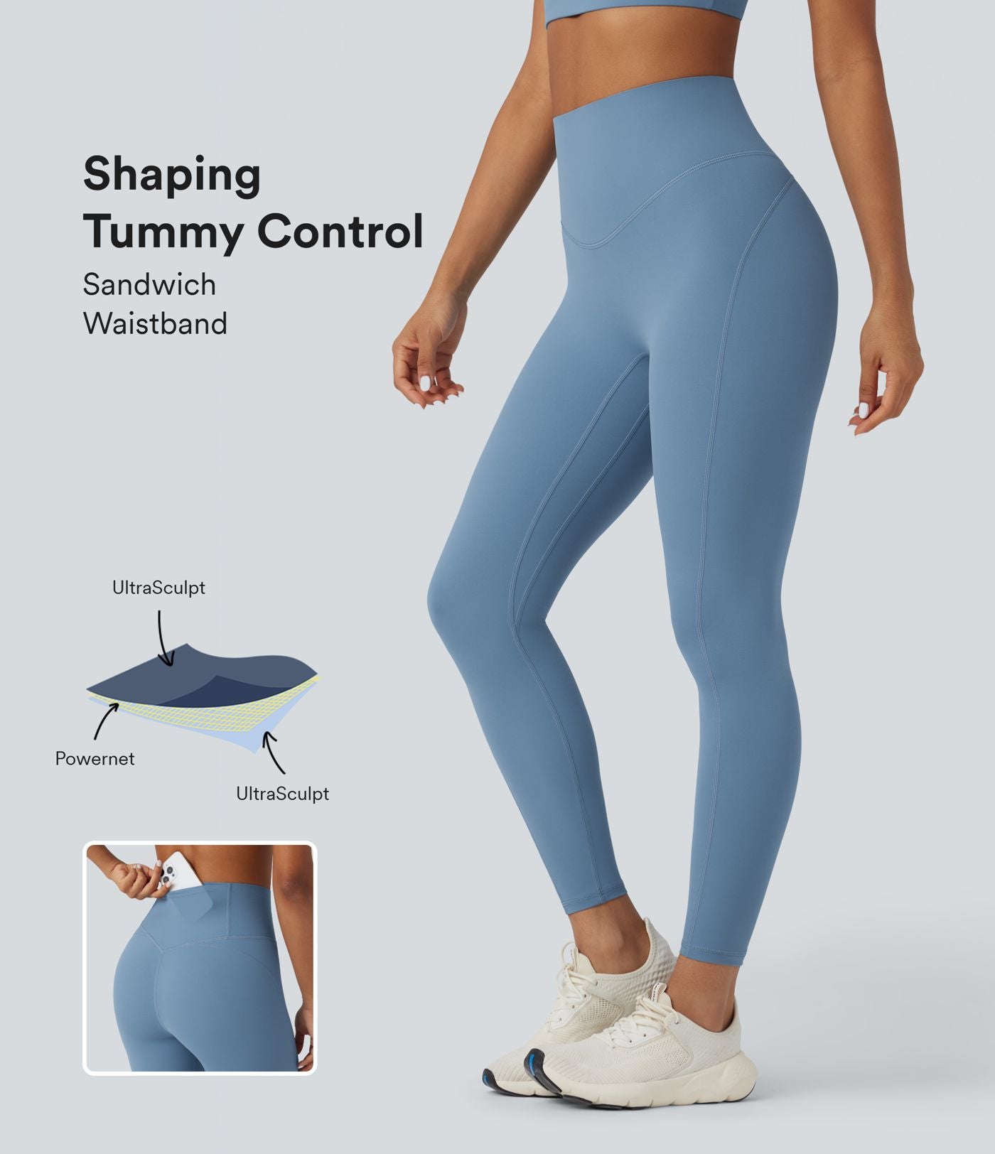 Legging d'entraînement gainant taille haute avec poches Halara UltraSculpt™