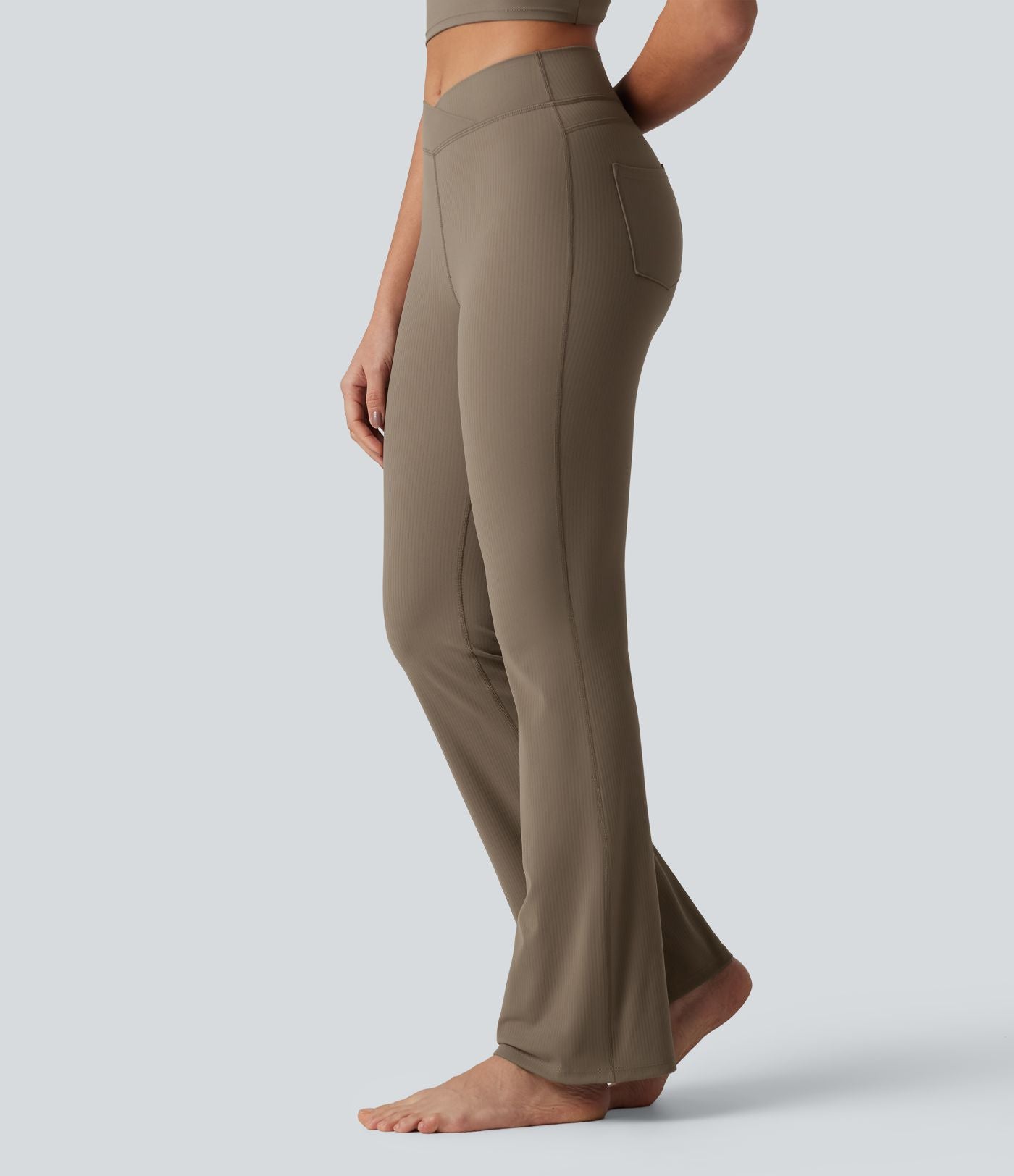 Legging de yoga Halara UltraSculpt™ côtelé, taille haute, évasé croisé, à poches