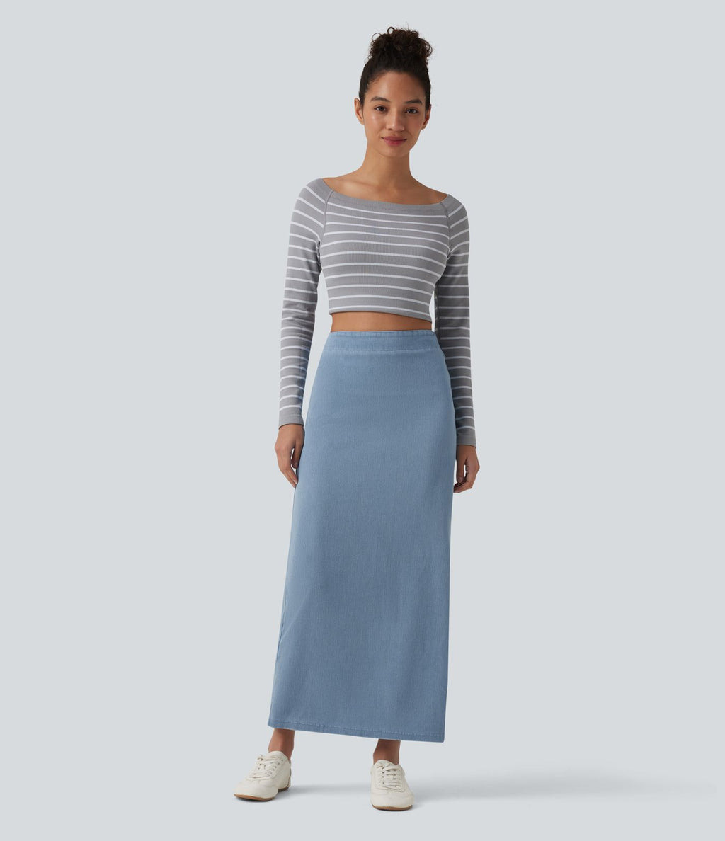 Halara Flex™ Jupe maxi casual en jean taille haute gainante