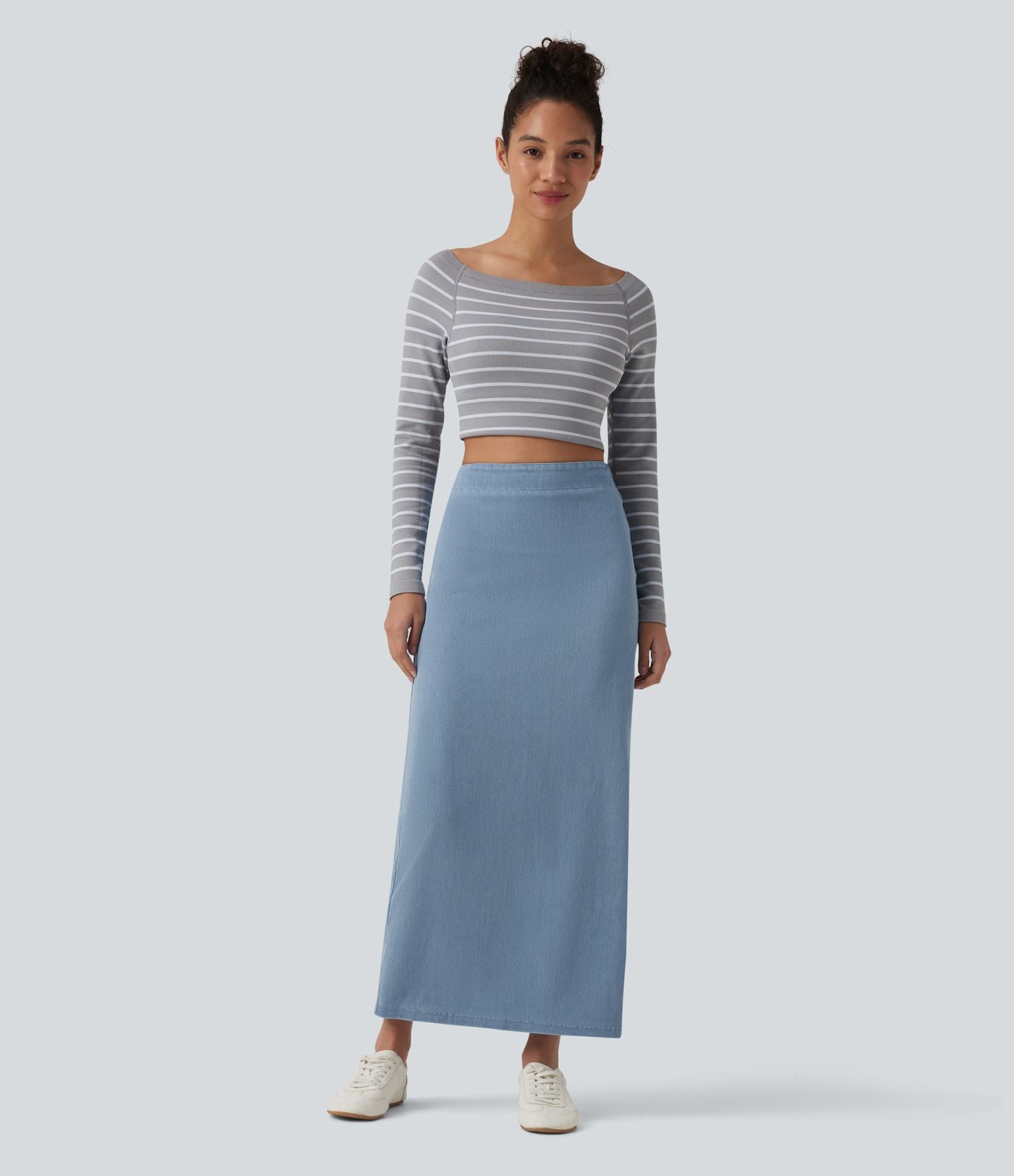 Halara Flex™ Jupe maxi casual en jean taille haute gainante