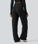 Pantalon de yoga taille haute coupe droite en maille gaufrée sans couture Seamless Flow