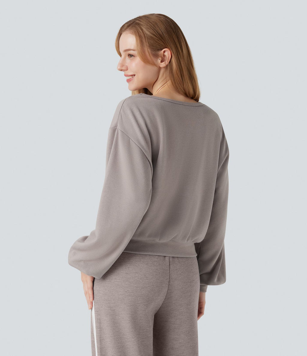 Sweat-shirt col V manches longues
