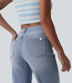 Halara Flex™ Jean droit casual asymétrique taille haute avec poches