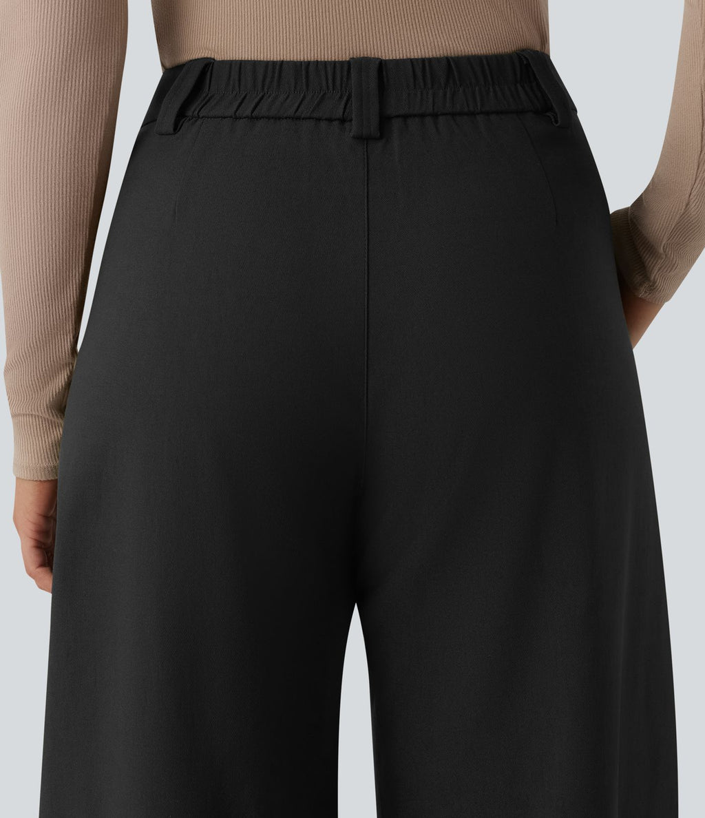 Pantalon tailleur barrel taille mi-haute avec poches