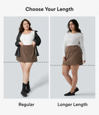 Jupe mini casual grande taille 2-en-1 en velours côtelé taille haute ligne A - Longueur plus longue
