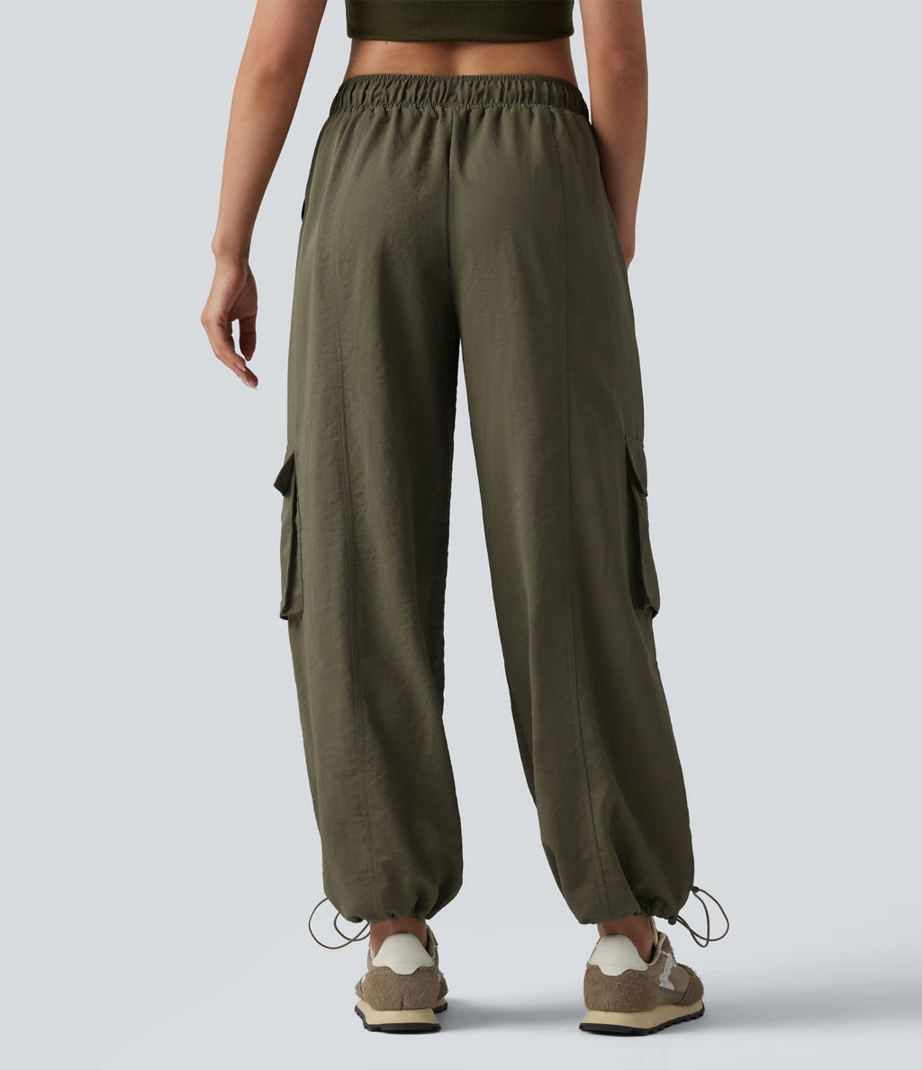 Jogging cargo coupe ballon taille mi-haute avec cordon de serrage et poches