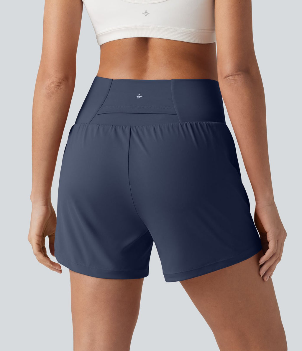 Short de yoga SoftlyZero™ Airy croisé taille haute 2-en-1 effet frais InstantCool 12,5 cm avec poches
