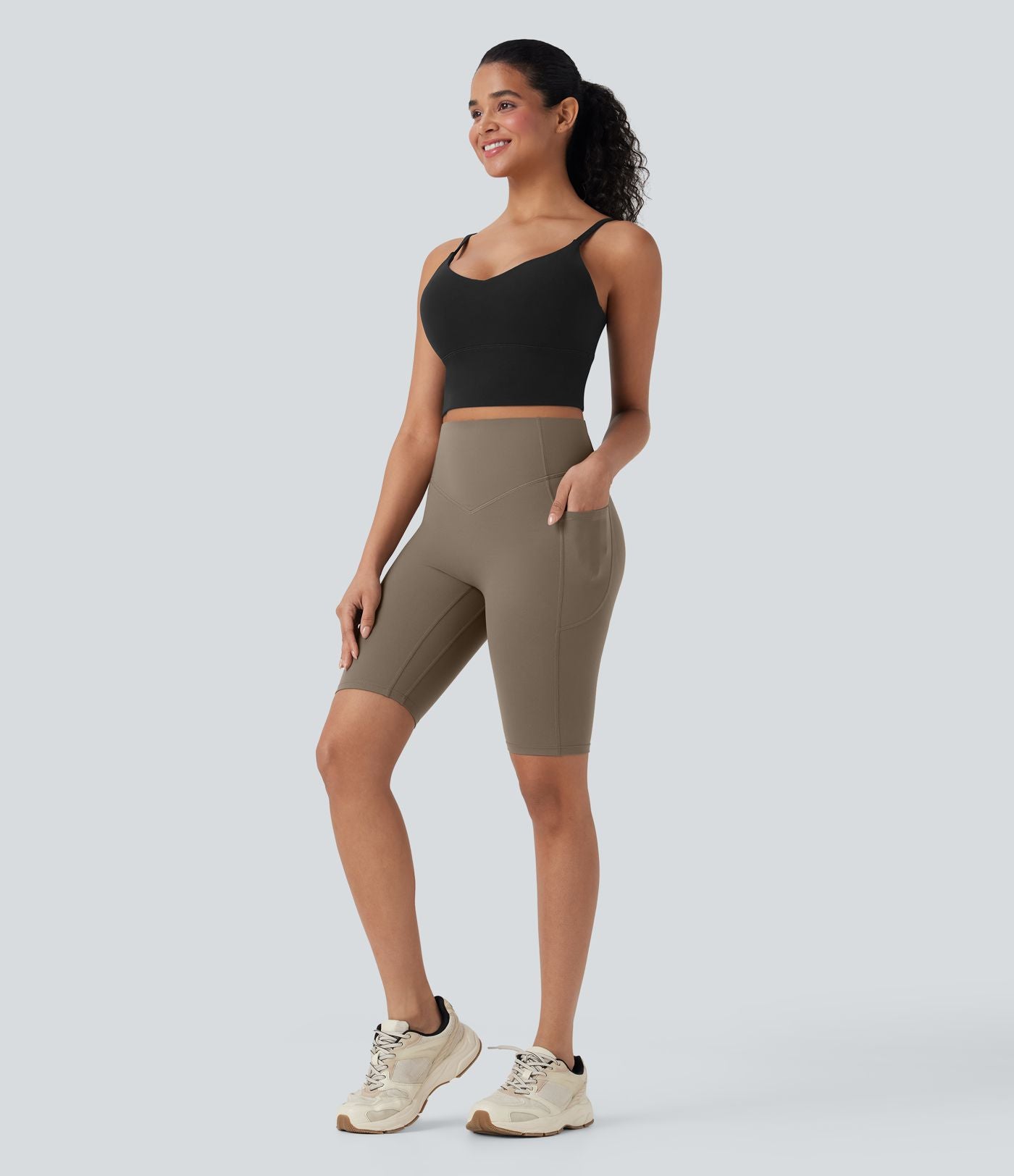 Short cycliste 12,5 cm d'entraînement gainant taille haute avec poches Halara UltraSculpt™