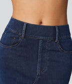 Halara Flex™ Jupe en Jean Midi Casual Tricot Extensible Taille Haute Poches Multiples