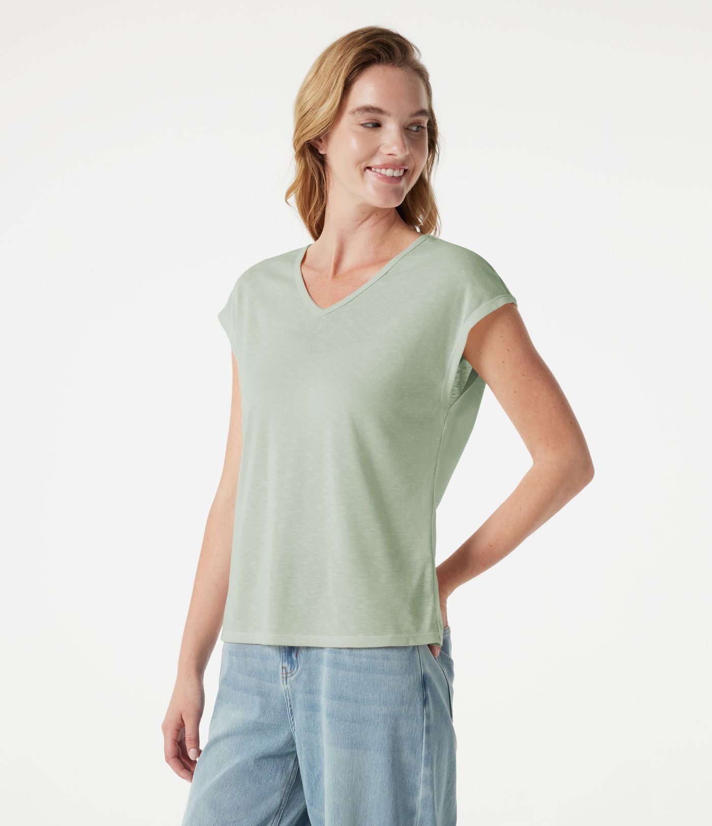 T-shirt casual col V à manches courtes