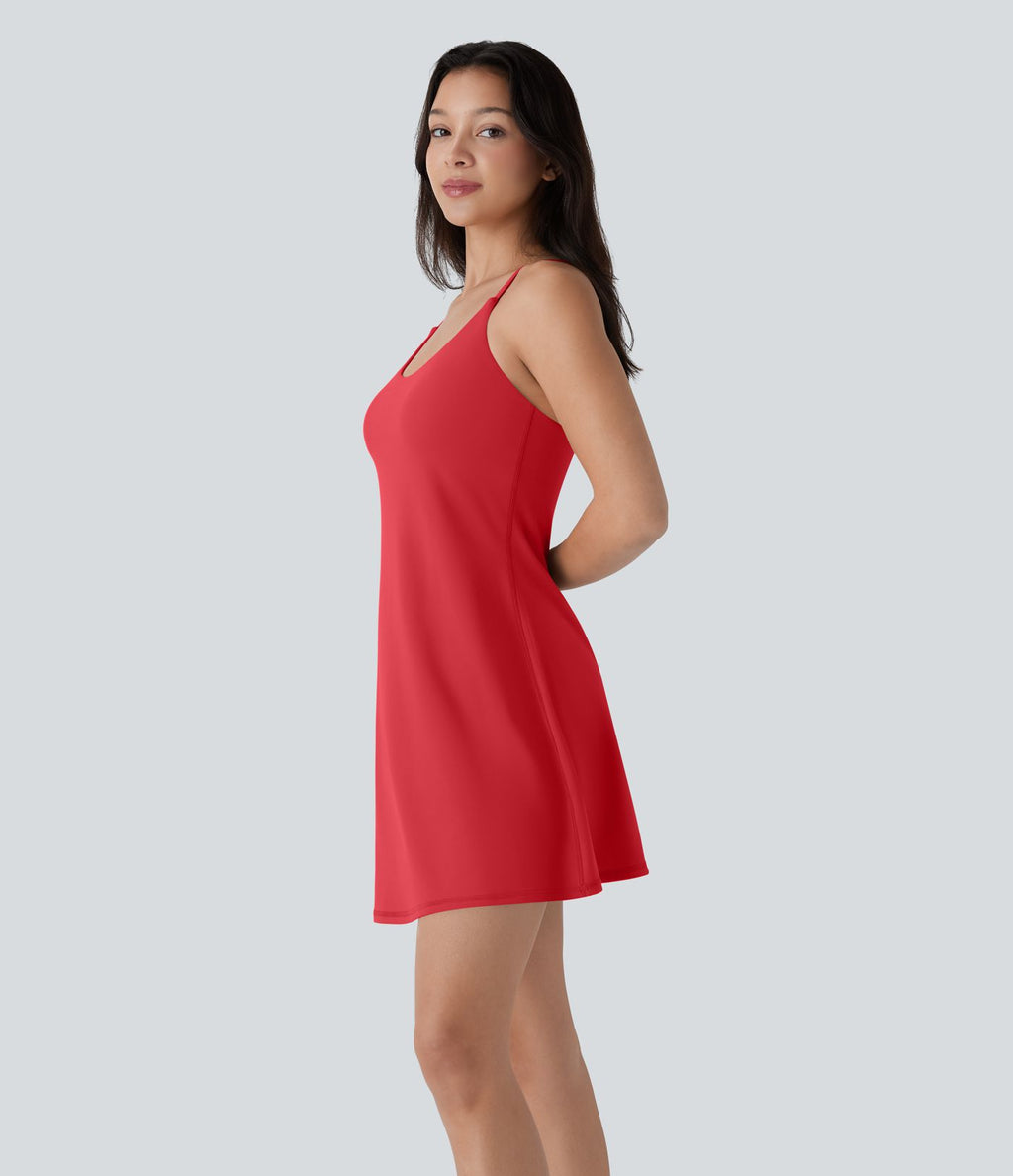 Softlyzero™ Plush Robe de danse courte dos nu avec short intégré - Version Easy Peasy