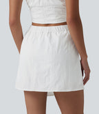 Jupe mini évasée 2-en-1 taille haute broderie style vacances