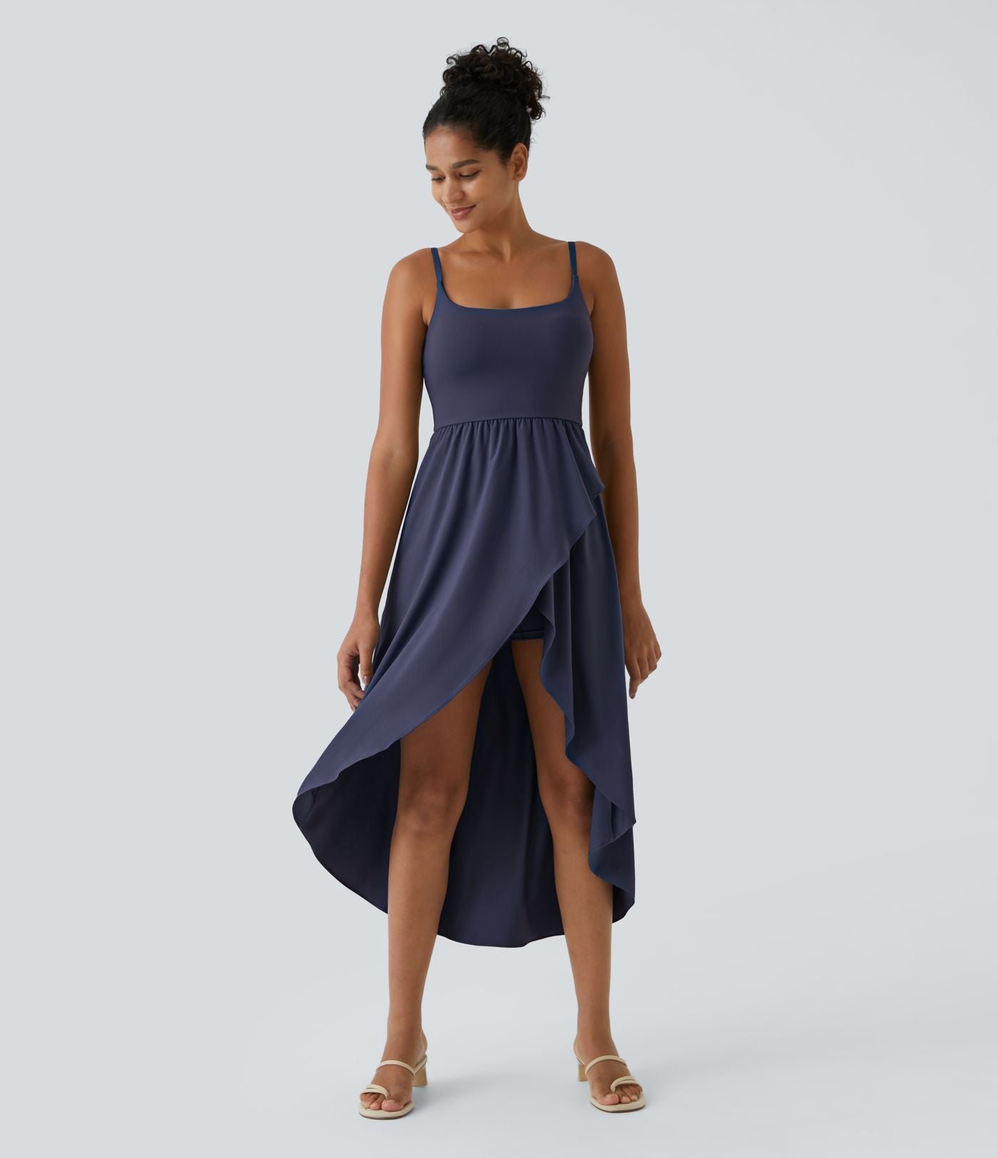 Breezeful™ Robe Casual 2 Pièces Dos Nu Haut Bas Poche Latérale Fluide Séchage Rapide
