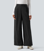 Pantalon tailleur baggy taille haute avec poches