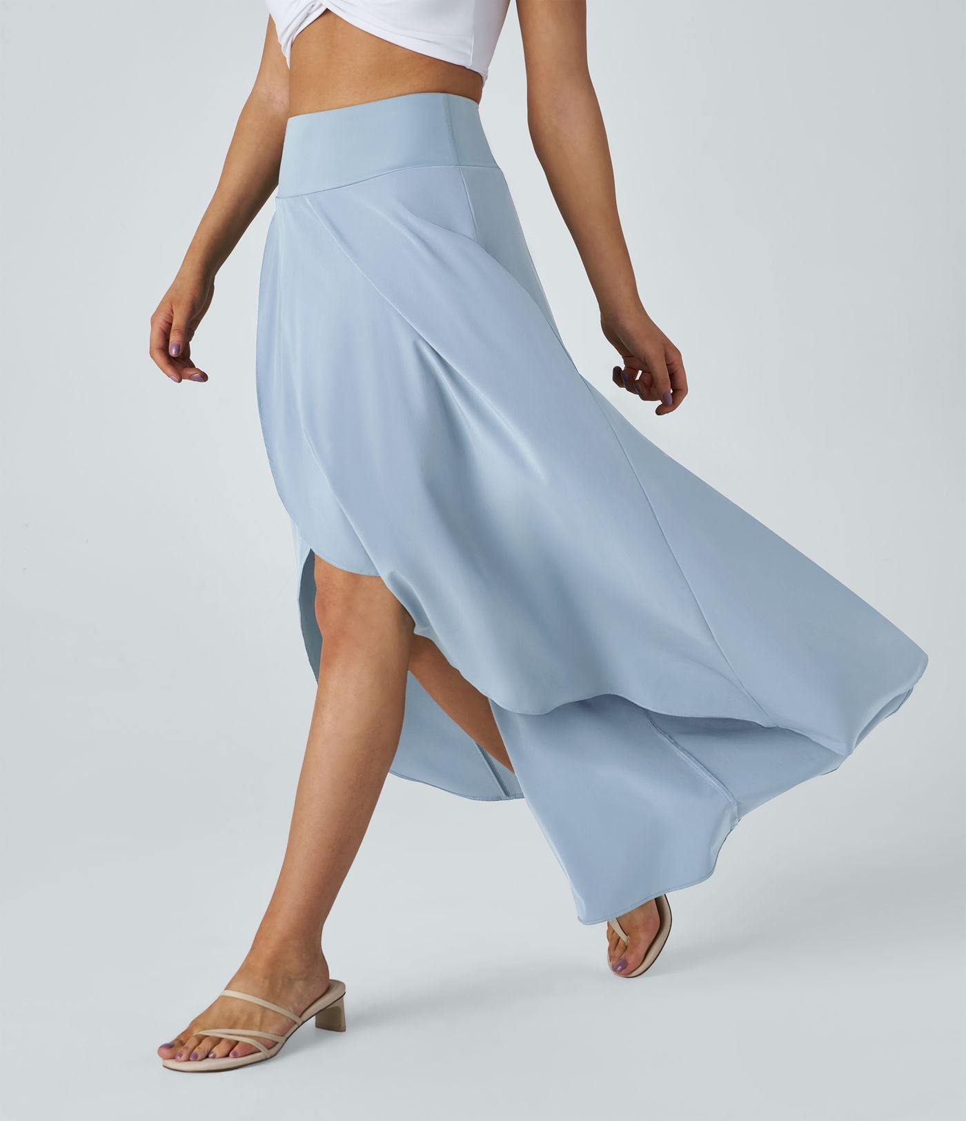 Jupe Longue Casual Breezeful™ Taille Haute à Volants 2en1 Fluide Sèchement Rapide Quotidien Maxi