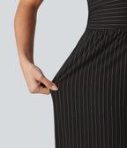 Combinaison tailleur col V sans manches à rayures et fronces avec poches - Easy Peasy