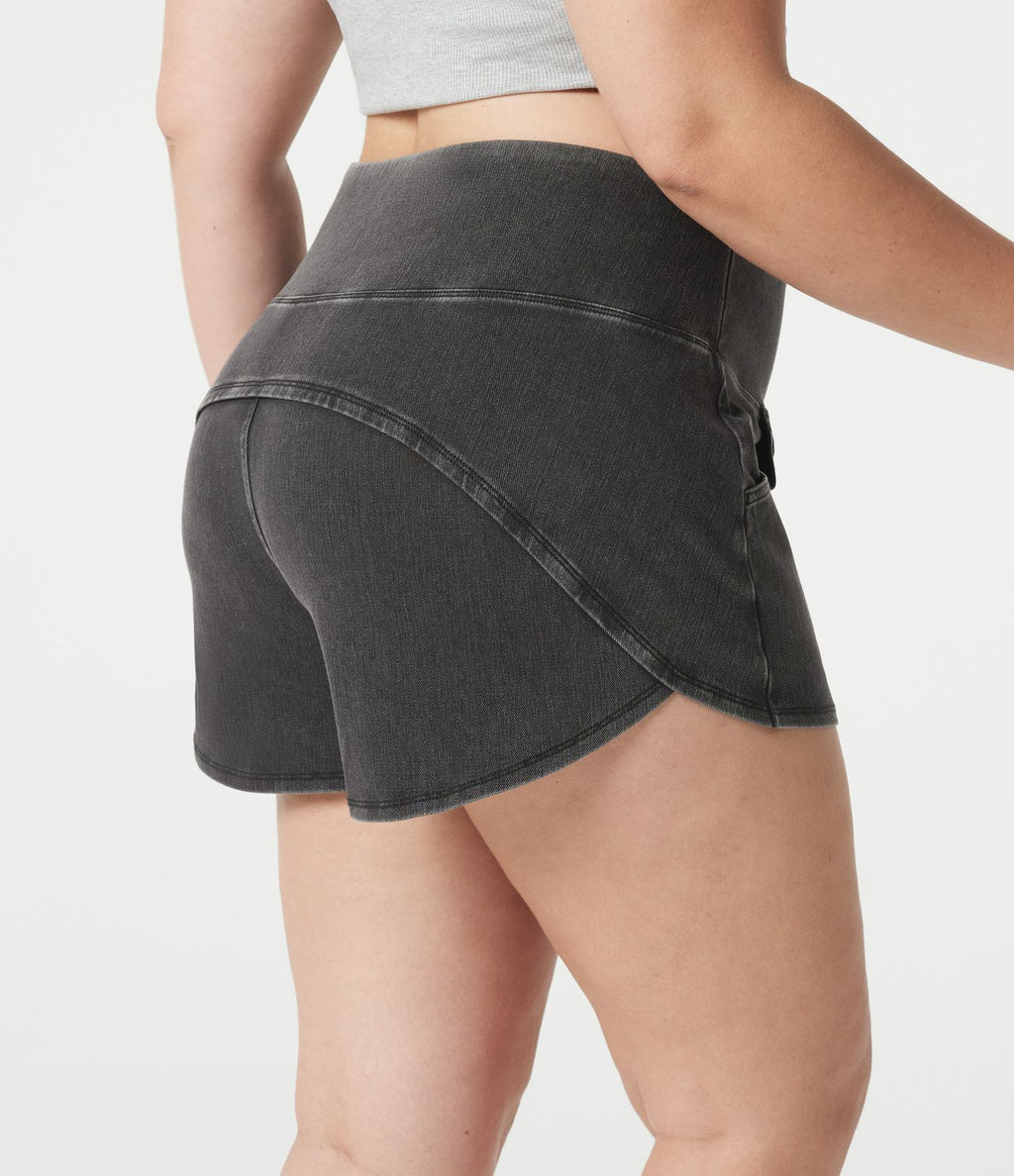 Short en jean Halara Flex™ skinny décontracté grande taille ventre plat, taille haute, ourlet arrondi, à poches