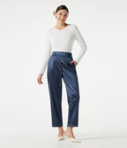 Pantalon habillé fuselé taille haute en satin avec poches