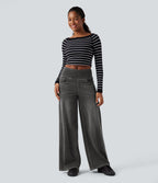 Jean décontracté ample gainant taille mi-haute avec poches Halara Flex™