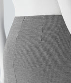 Mini-jupe de travail 2-en-1 à taille haute, coupe asymétrique, froncée et motif pied-de-poule
