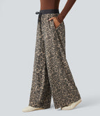 Pantalon baggy imprimé léopard taille haute avec cordon de serrage et poches