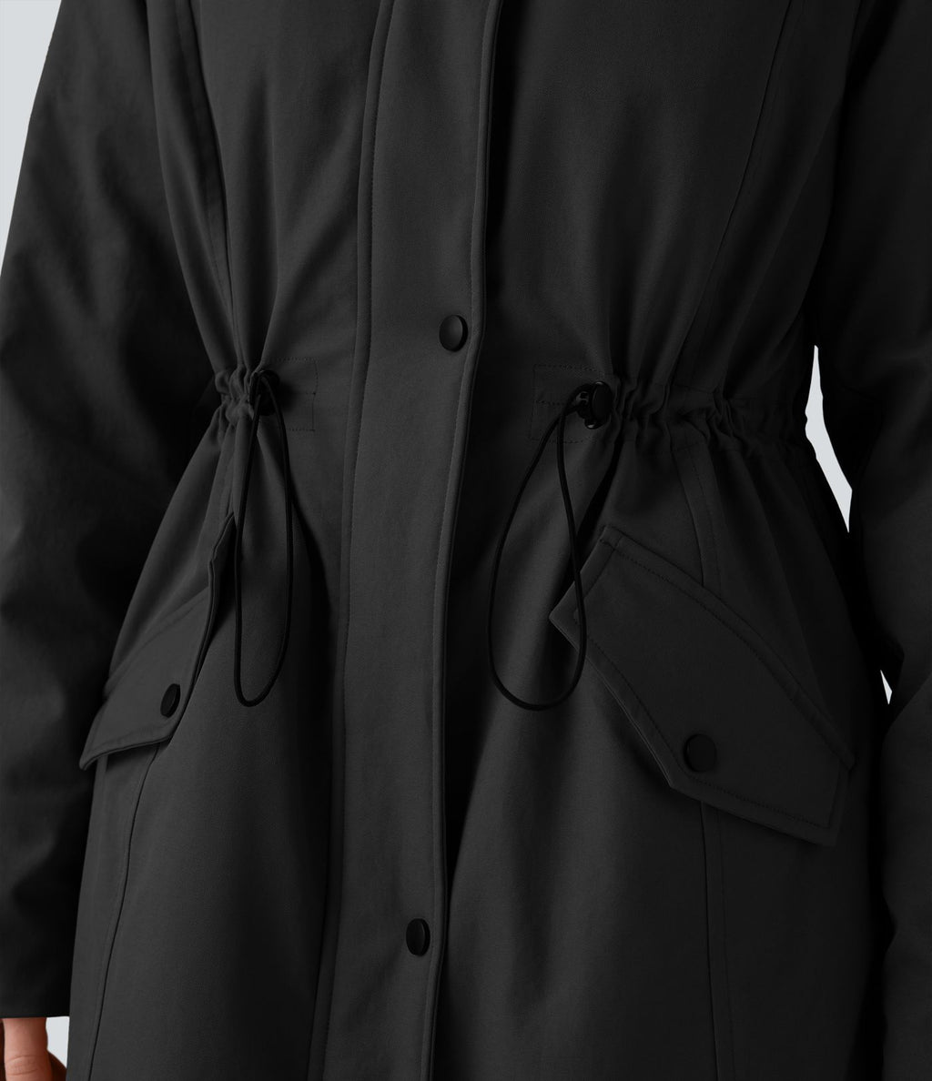 Parka sherpa polaire à capuche avec cordon de serrage et poches