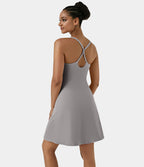 Softlyzero™ Airy Robe Sport de Yoga Plus Longue Dos Nu Découp Bretelles Réglables et Poches