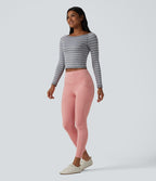 Legging casual taille haute en daim avec poches