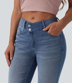 Halara Flex™ Jean évasé casual asymétrique taille mi-haute avec poches