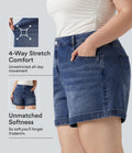 Short jean grande taille Halara Flex™ Denim casual taille mi-haute, ourlets retroussés, avec poches, 12,7 cm