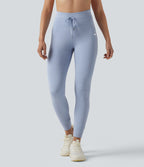 Legging de yoga rayé taille haute avec cordon de serrage et poches
