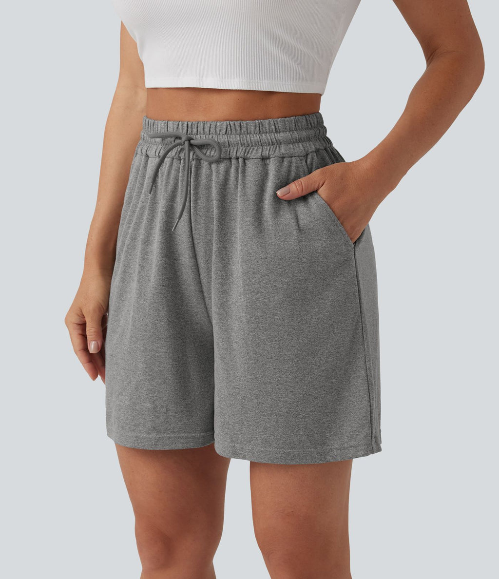 Short ample décontracté taille haute avec cordon de serrage 12,5 cm et poches