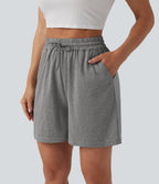 Short ample décontracté taille haute avec cordon de serrage 12,5 cm et poches