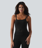 Débardeur yoga SoftlyZero™ col U dos nu torsadé dentelle avec brassière intégrée - longueur extended